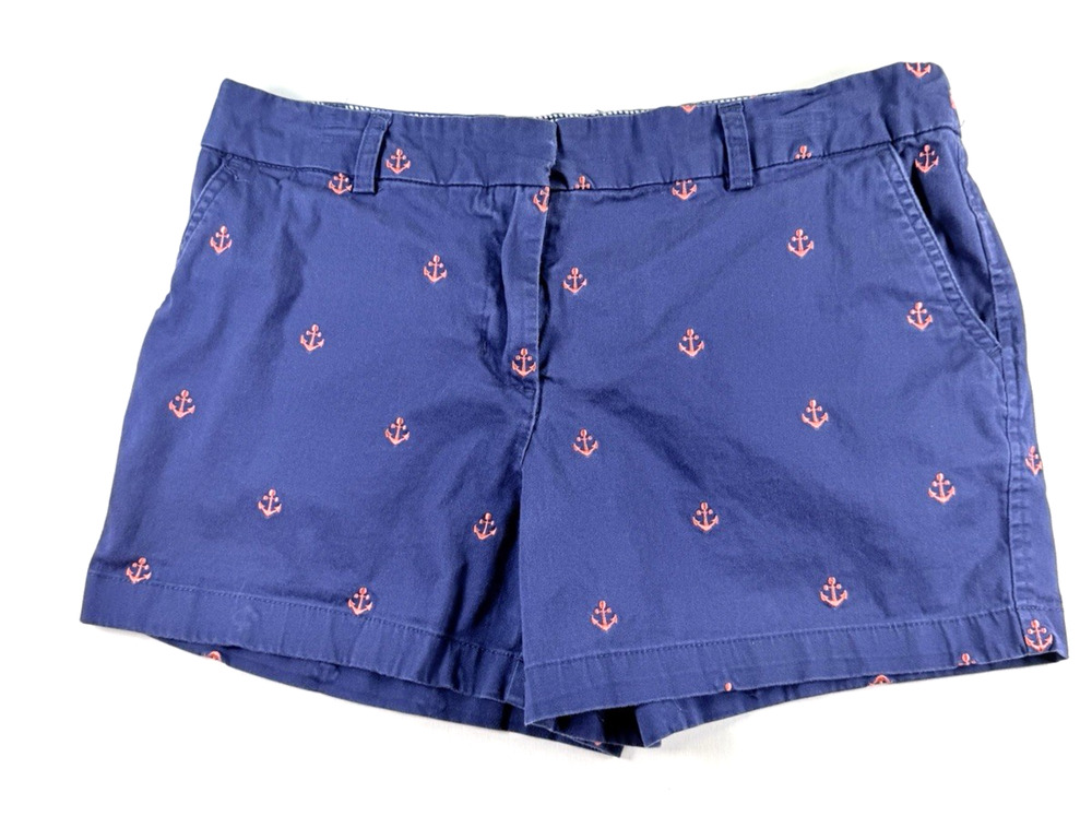 Women's Navy Blue Pink Anchor Print Chino Shorts by Cambridge Dry Goods Size 8